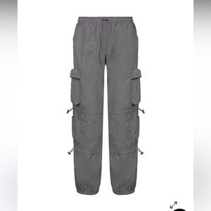 Grey Parachute Cargo Pants